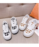 2022 new small white shoes women's thick sole shoes all-match big toe shoes black plaid casual sports sneaker